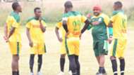 Mathare United coach Francis Kimanzi with players.