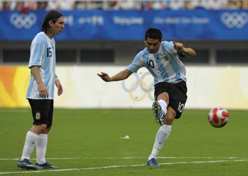 Juan Roman Riquelme Lionel Messi Seleccion Argentina