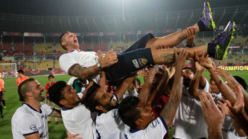 Chennaiyin FC players celebrate after winning ISL 2015
