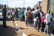 Harambee Stars fans que to enter Kasarani for Kenya v Mauritius clash