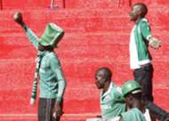 Armed Gor Mahia fans at Nyayo Stadium during the aborted 'Mashemeji derby'