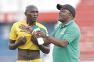 Mathare United coach Francis Kimanzi and David Mwangi