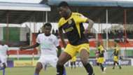 Tusker striker Allan Wanga in action v Muhoroni