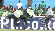 Gor Mahia stewards attacking another official after hell broke loose at Nyayo Stadium