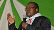 FKF President Sam Nyamweya delivers his message during Gor Mahia funds drive at Railways Club.