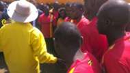 President Yoweri Museveni meets Cranes players' before the fatal accident