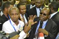 FKF President Sam Nyamweya congratulates Nick Mwendwa