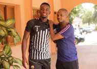 FKF President Nick Mwendwa welcomes goalkeeper Arnold Origi at Azalai Hotel