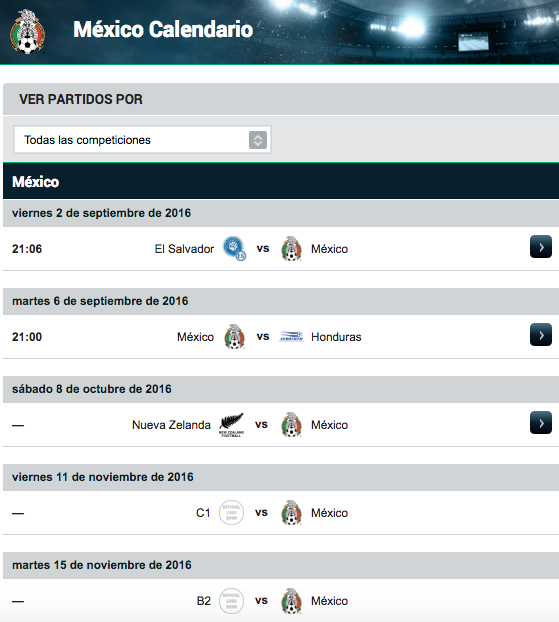 Calendario De La Seleccion Mexicana En 2016 Goal Com calendario de la selección