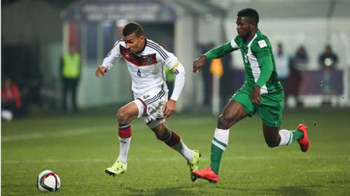 Kevin Akpoguma is chased by Nigeria