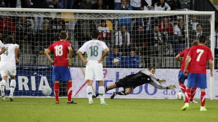 Samir Handanovic Nemanja Vidic Slovenia Serbia Euro 2012 qualifiers Maribor Ljudski vrt 11102011