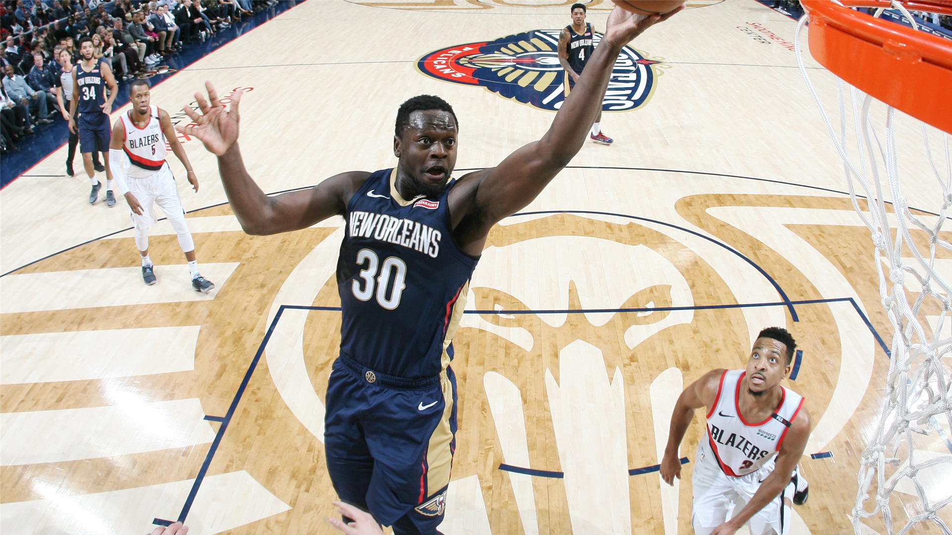 Julius Randle drops career-high 45 in loss as the Blazers climb to the fourth seed in the West ...