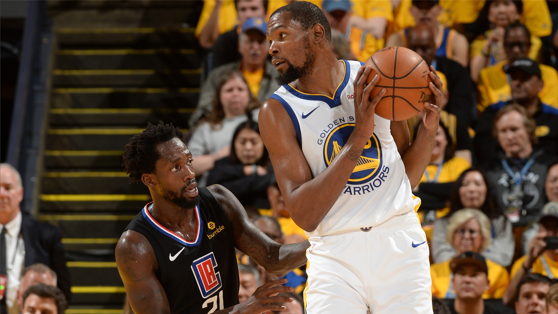 Nba Playoffs 2019 Kevin Durant And Patrick Beverley Get Ejected In Warriors Game 1 Win Nba Com India The Official Site Of The Nba