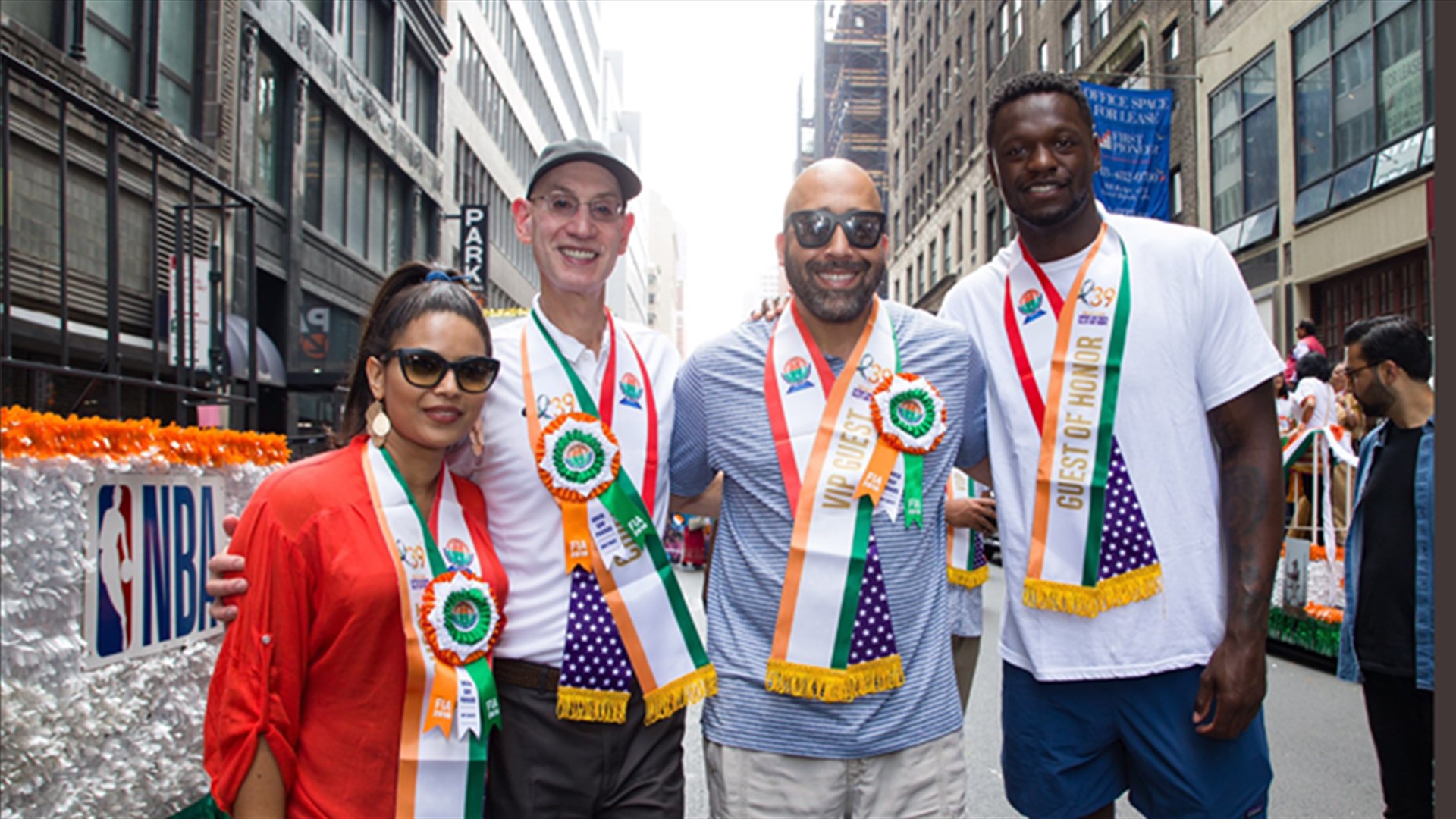 Adam Silver, David Fizdale, Julius Randle and Dikembe Mutombo take part in New York City's 39th ...
