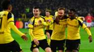 BORUSSIA DORTMUND PIERRE EMERICK AUBAMEYANG CHRISTIAN PULISIC MARCEL SCHMELZER OUSMANE DEMBELE BORUSSIA DORTMUND UEFA CHAMPIONS LEAGUE 08032017