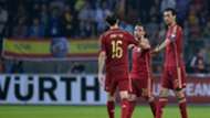 Juanfran Santi Cazorla Sergio Busquets Belarus Spain 06142015