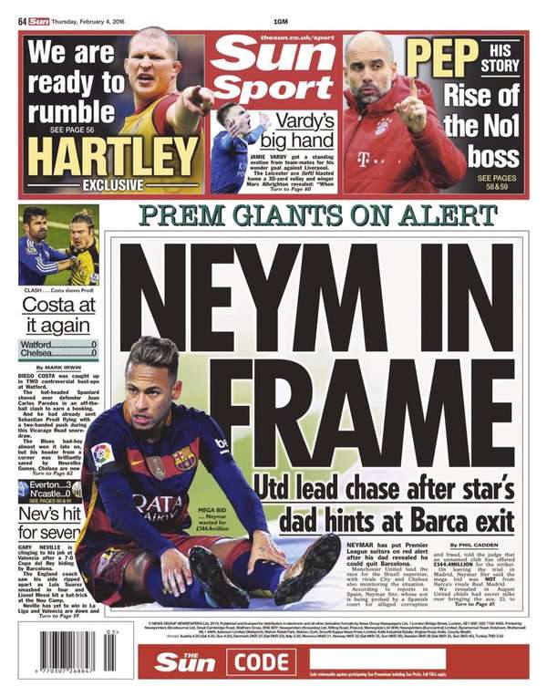 Manchester United News Neymar Linked With Old Trafford Move Gary Neville Has A Nightmare On Thursday S Back Pages Goal Com