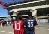 Two Japanese fans in front of San Siro before Ac Milan-Inter