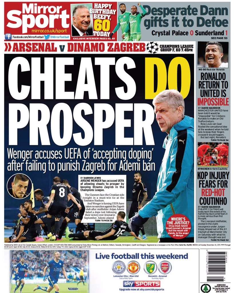 Rooney S Chinese Takeaway Testing Times At Arsenal Goal S European Newspaper Review Goal Com