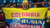 A supporter of Colombia waits for the start of the 2018 World Cup qualifier football match against Peru in Lima 10102017