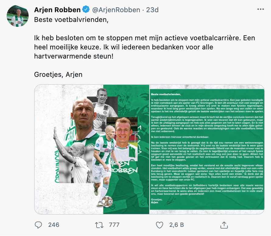 Robben tweet embed