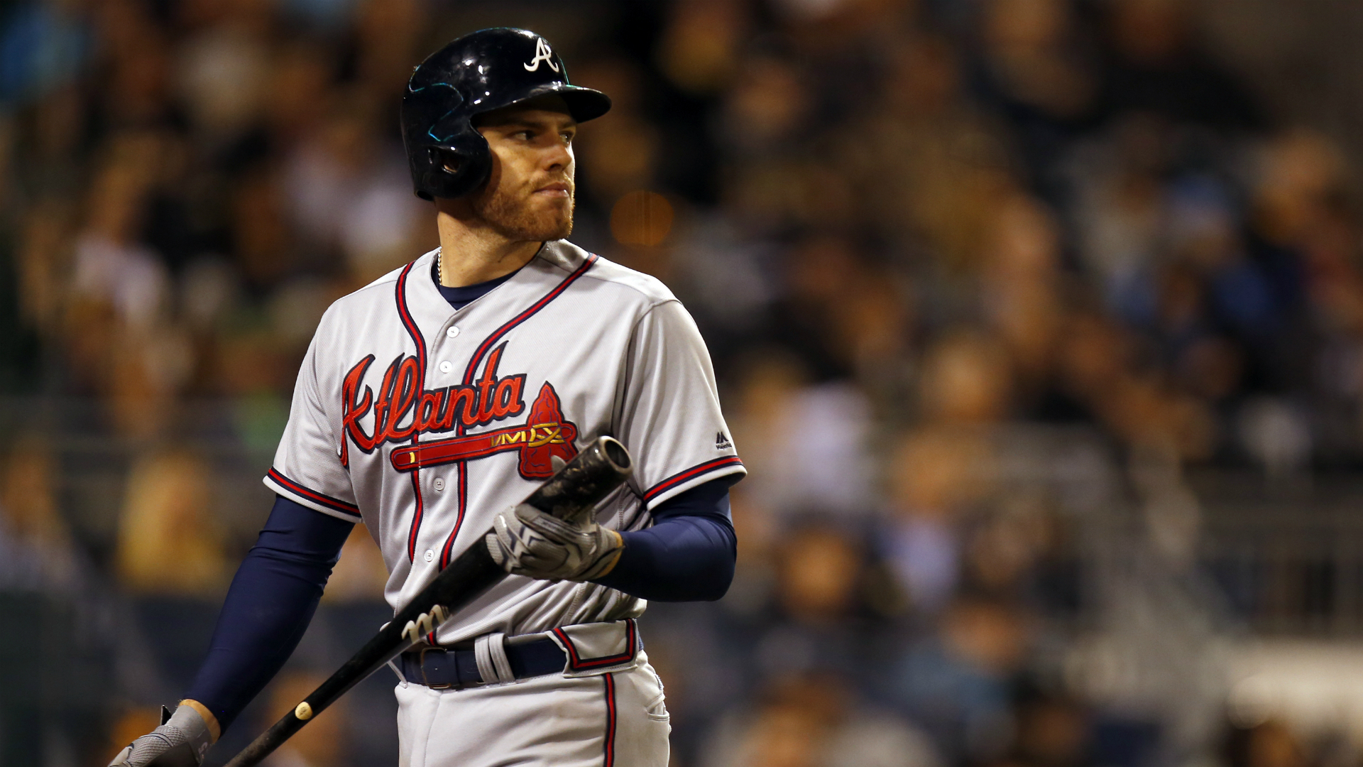 freddie freeman injury update braves first baseman removed with right elbow soreness sporting news