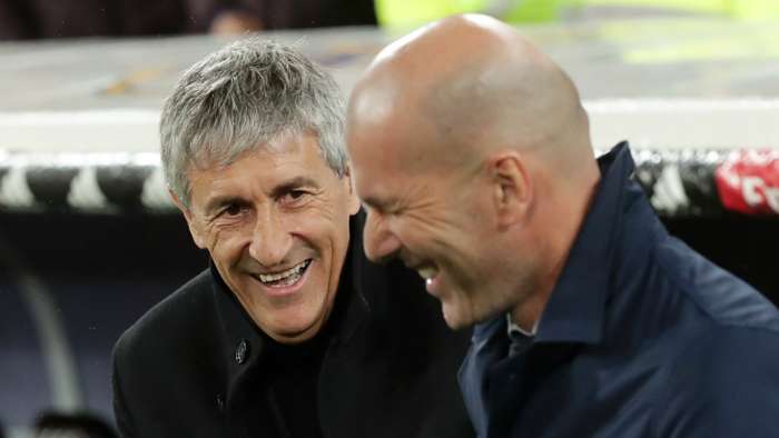 Quique Setien and Zinedine Zidane - cropped
