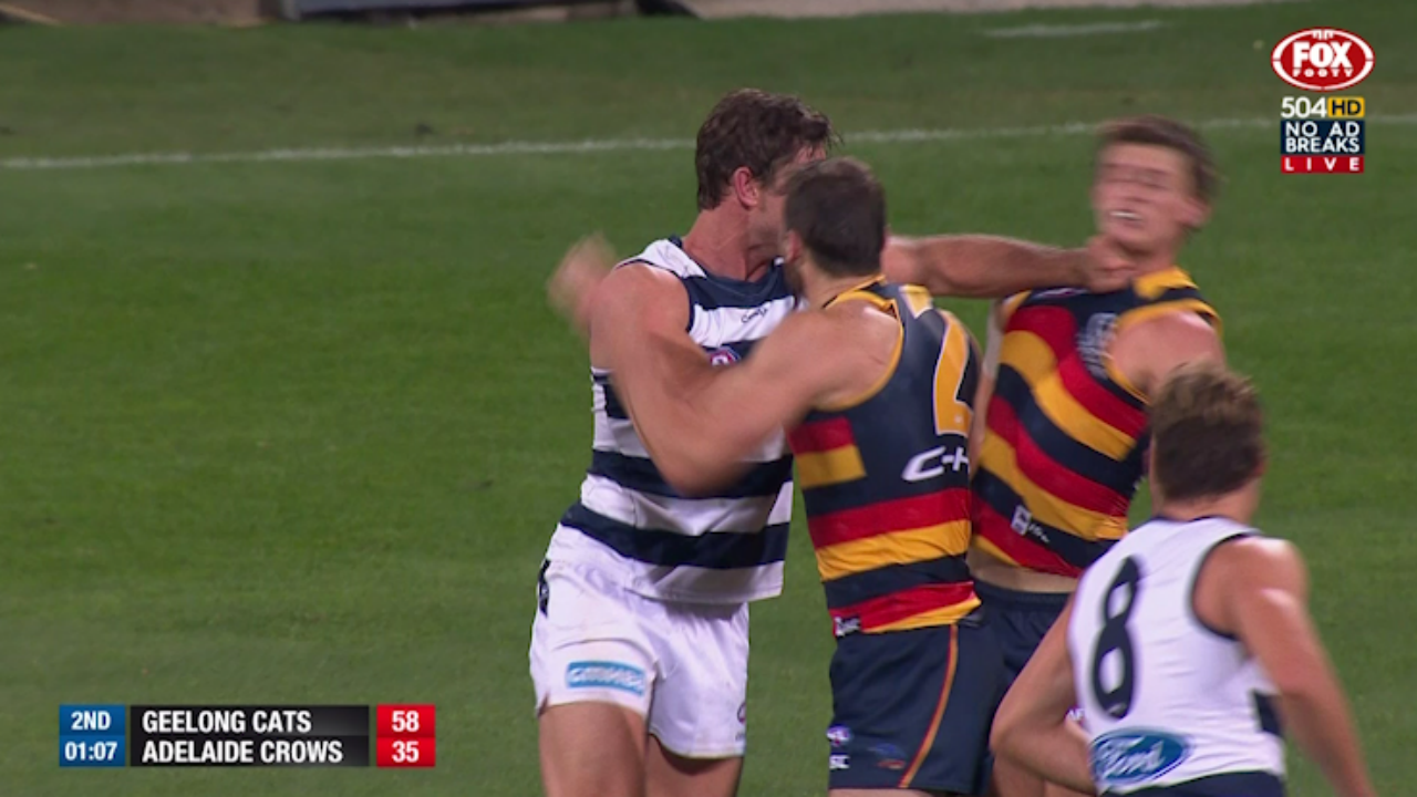 Watch Will Tom Hawkins Be Suspended For This Jumper Punch Sporting News Australia