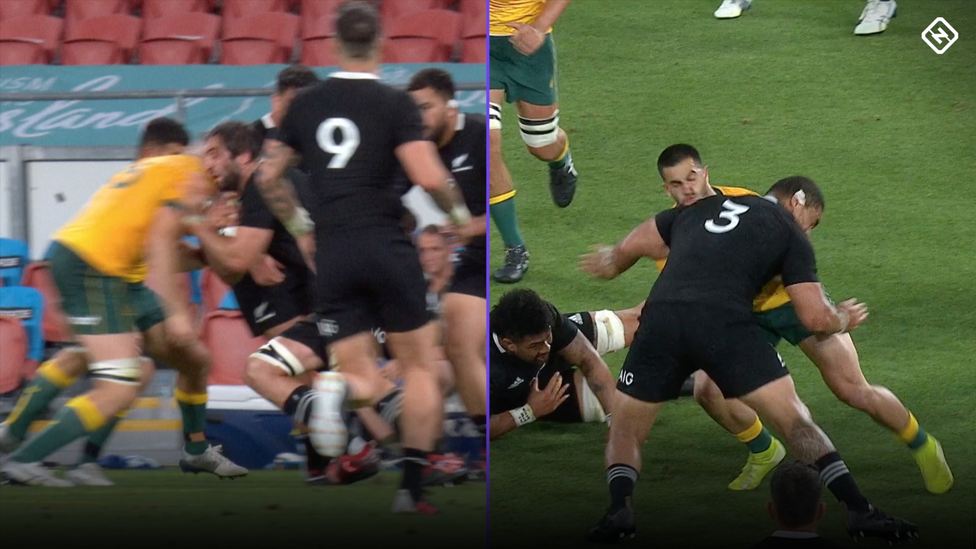 Bledisloe Cup All Blacks Prop Ofa Tu Ungafasi And Wallabies Flanker Lachie Swinton Sent Off After High Tackles Rugby Addict