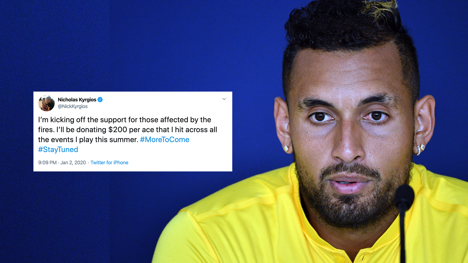Nick Kyrgios pledges to donate $200 per ace this summer to ...