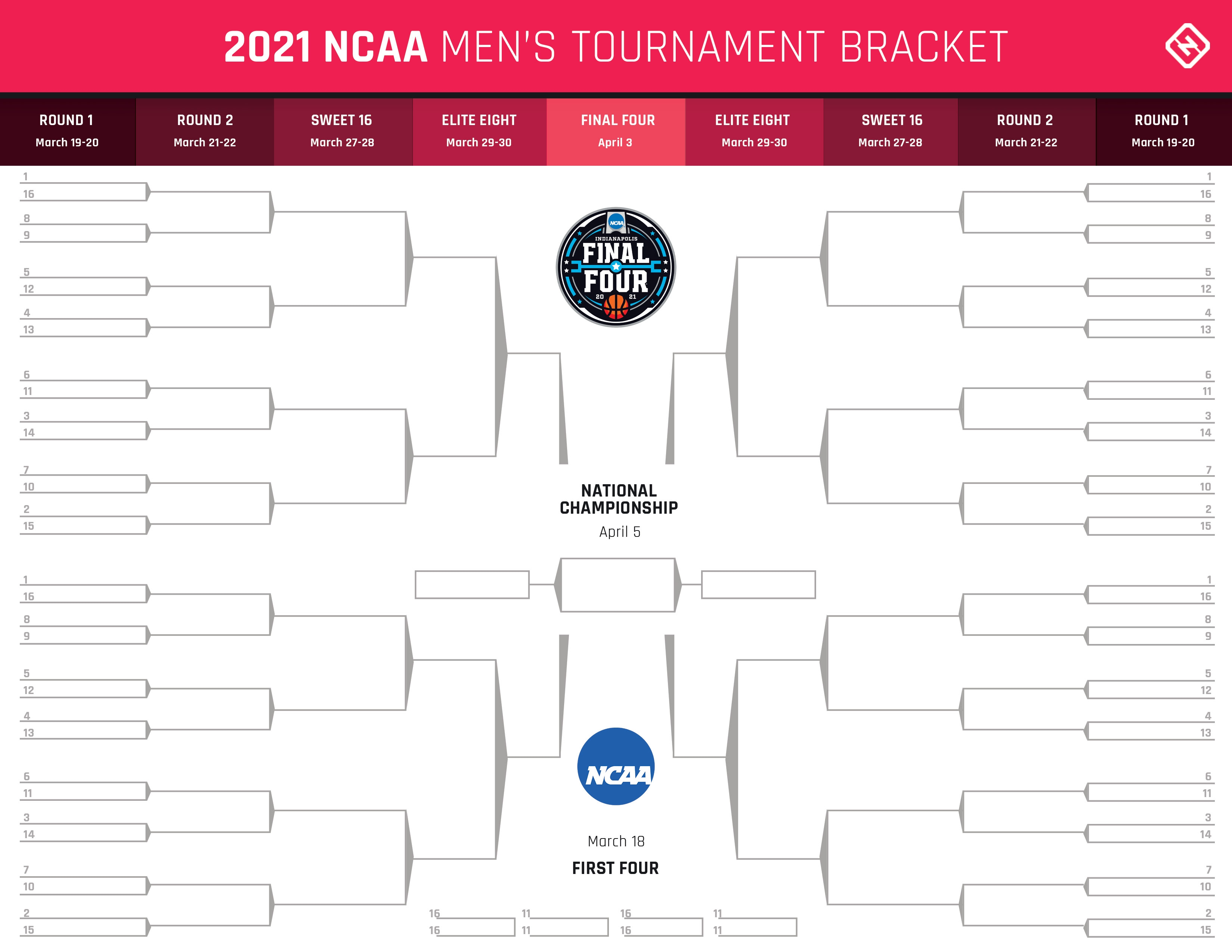 March Madness printable bracket Download a free 2021 NCAA Tournament