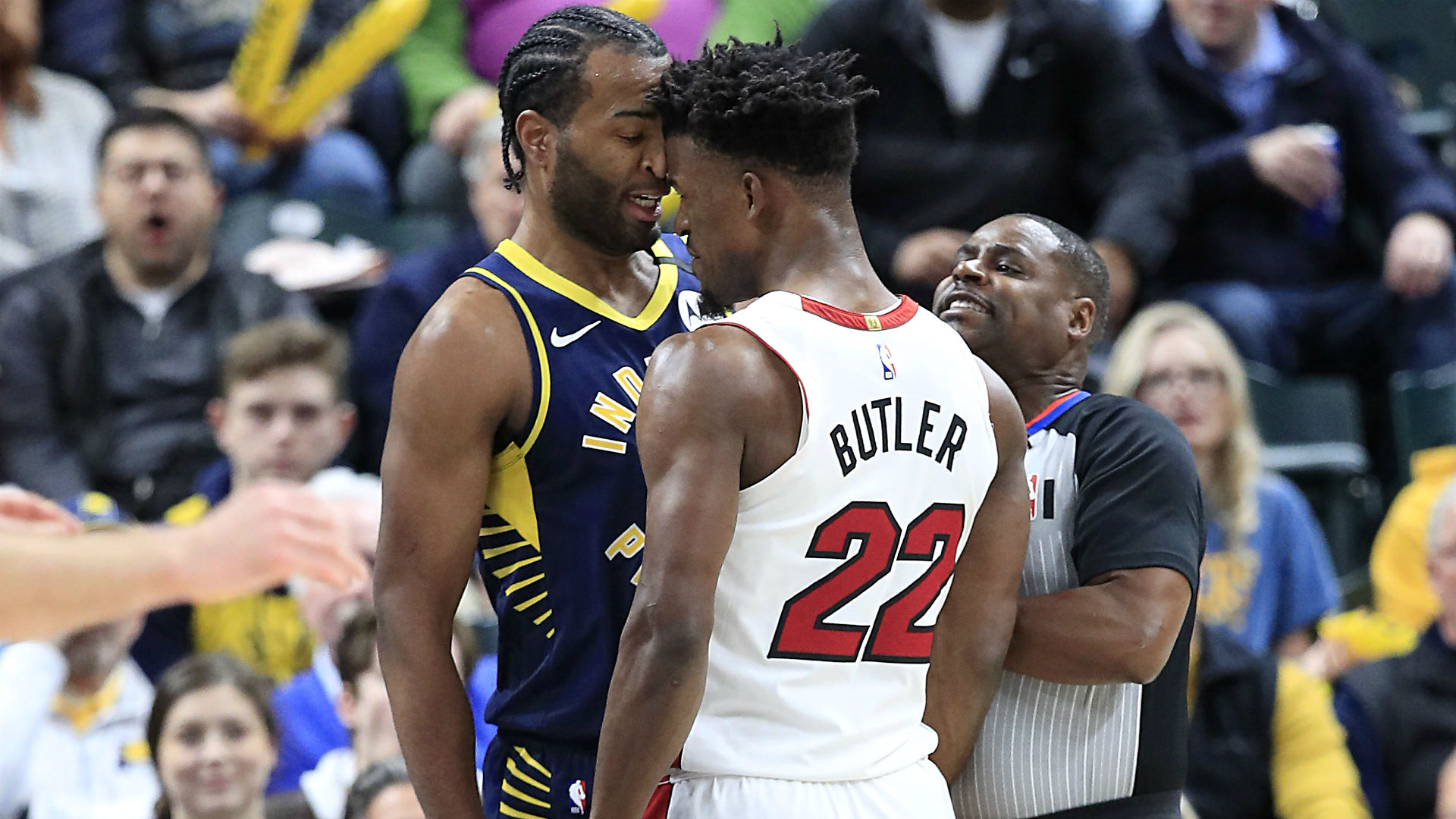 Jimmy Butler blows kisses to T.J. Warren, who flips him off in response | Sporting News Canada