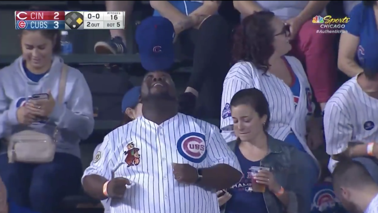 Cubs Fan Basks In Hat Act Glory Cubs Fan Basks In Hat Act Glory