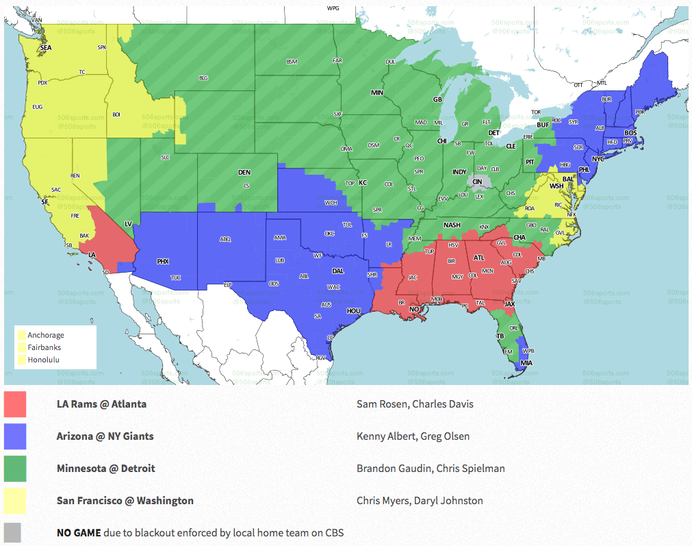 NFL Week 7 coverage map TV schedule for CBS, Fox regional broadcasts