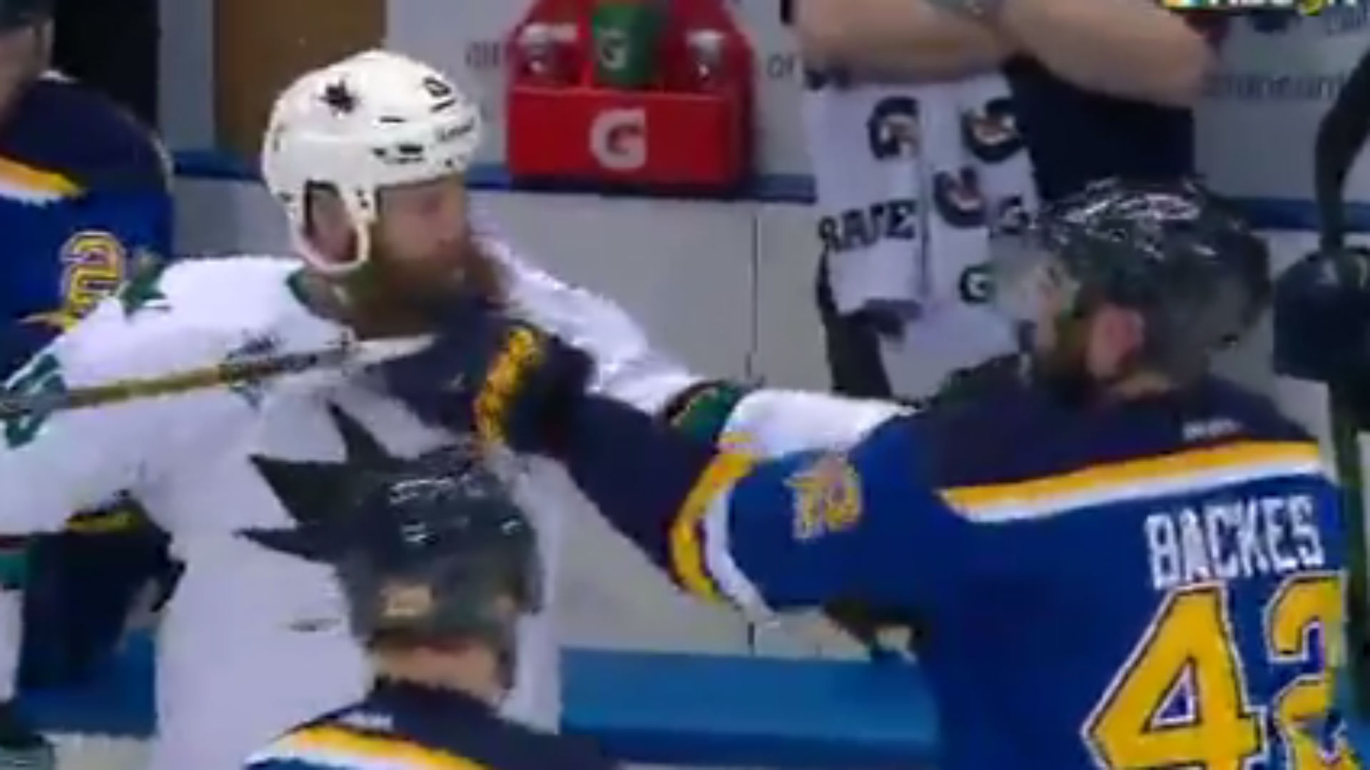 Joe Thornton, David Backes engage in beard-pulling duel | Sporting News
