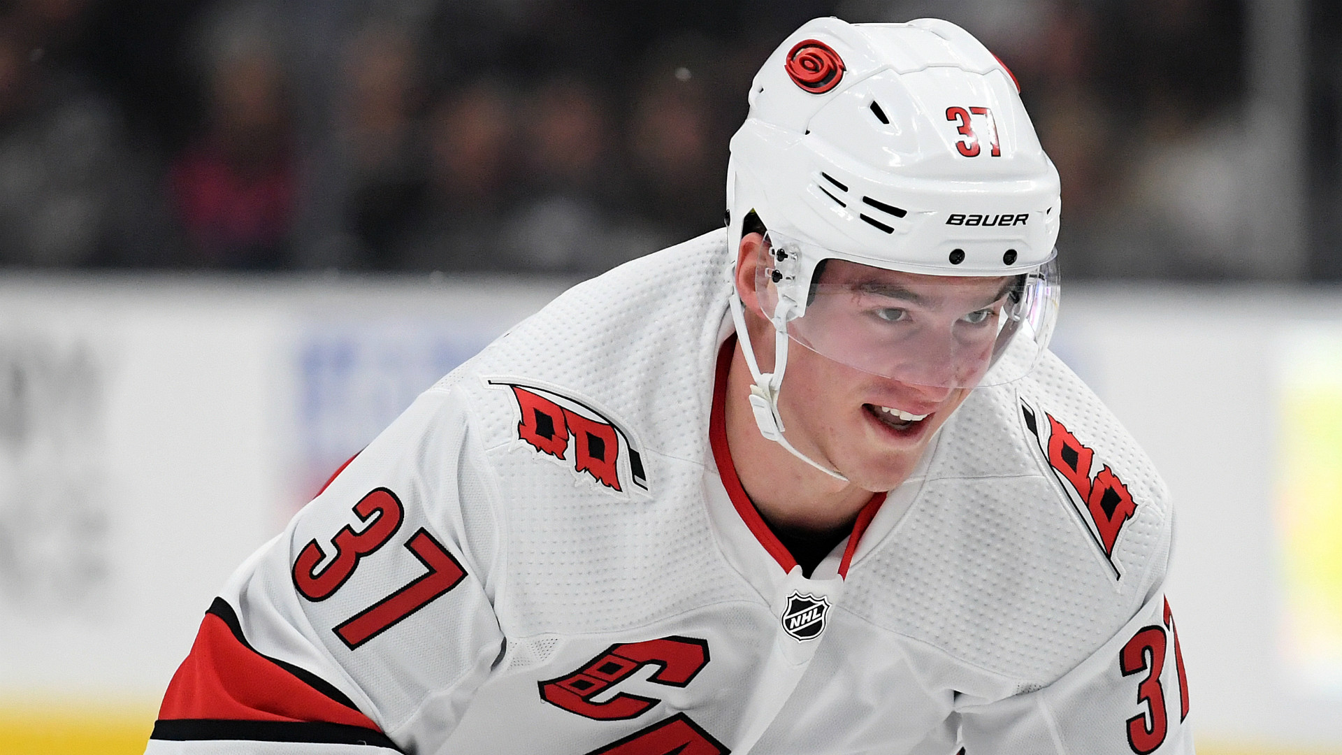 Hurricanes' Andrei Svechnikov scored a hat trick. Sadly, no hats marked the occasion. 1 Hurricanes' Andrei Svechnikov scored a hat trick. Sadly, no hats marked the occasion. 1