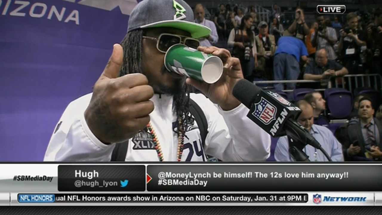 Marshawn Lynch S Media Day Statement I M Just Here So I Won T Get Fined Sporting News