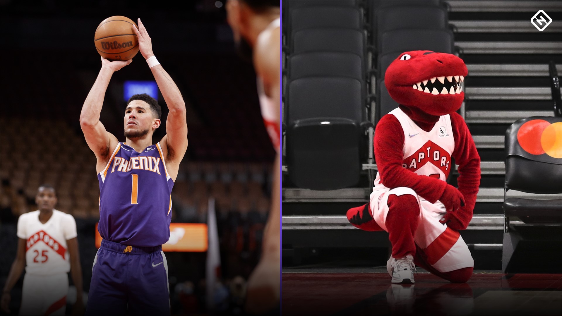 Devin Booker vs. the Raptor? Suns star challenges Raptors mascot antics