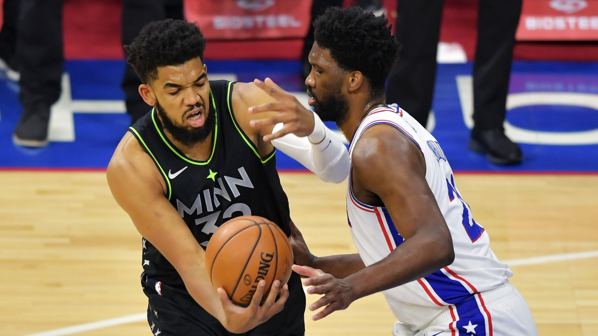 It didn’t take long for 76’s Joel Embiid and Timberwolves ’Karl-Anthony Towns to spark entertaining praise.