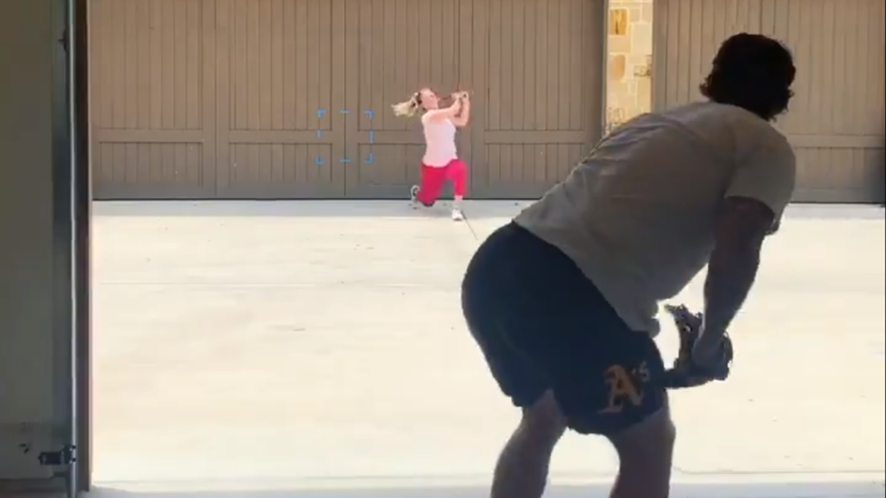 Riley Sartain Vaughan Gets Revenge On Mlb Prospect Husband With Bat Flip Of Her Own Sporting News
