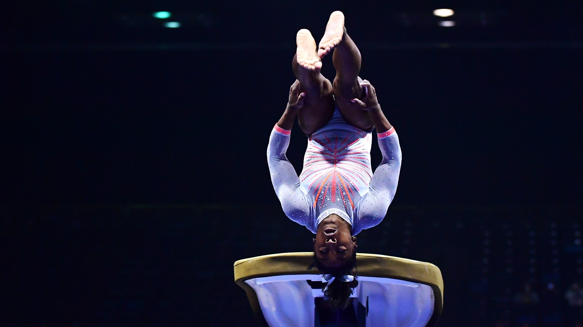 Simone Biles lands historic double pike from Yurchenko in return from competition
