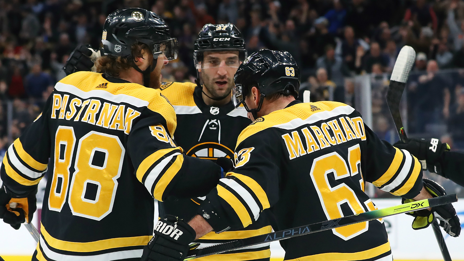 Boston Bruins' top line of Patrice Bergeron, Brad Marchand, David ...